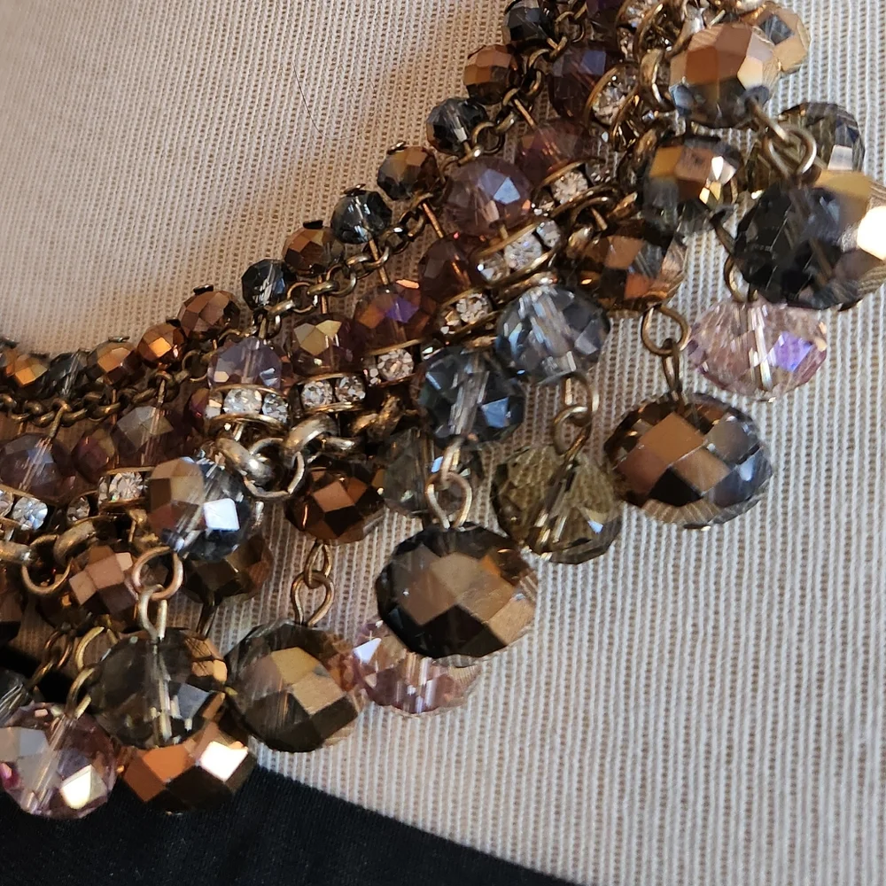 Aurora Borealis Multicolor Crystal Beaded Statement Necklace - Picture 11 of 17